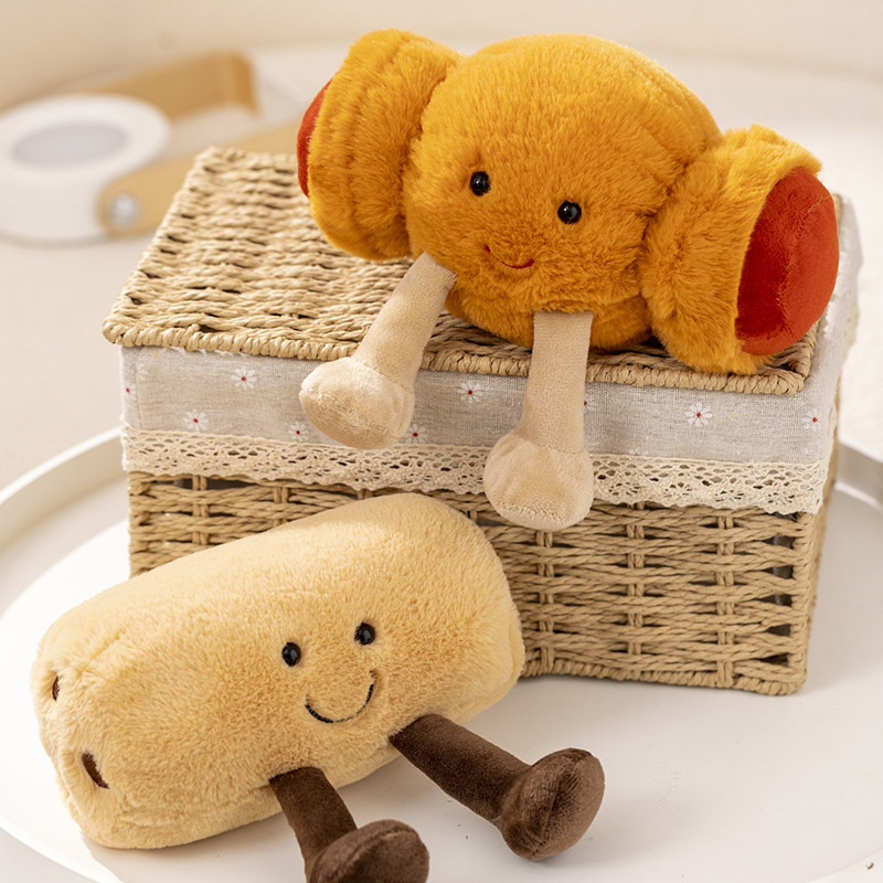 Cute toast bread breakfast series plush toy simulation French stick doll snack decoration bag pendant maternal and child