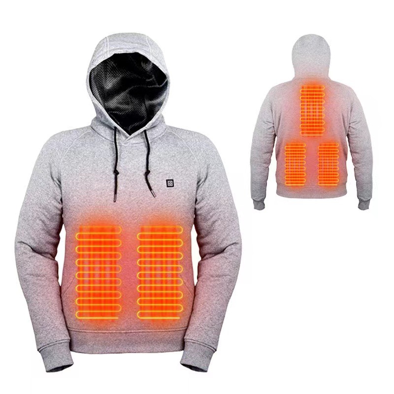 Cross-border hooded heating sweater heating clothes men's USB heating sweater warm outdoor elastic casual electric heating clothes