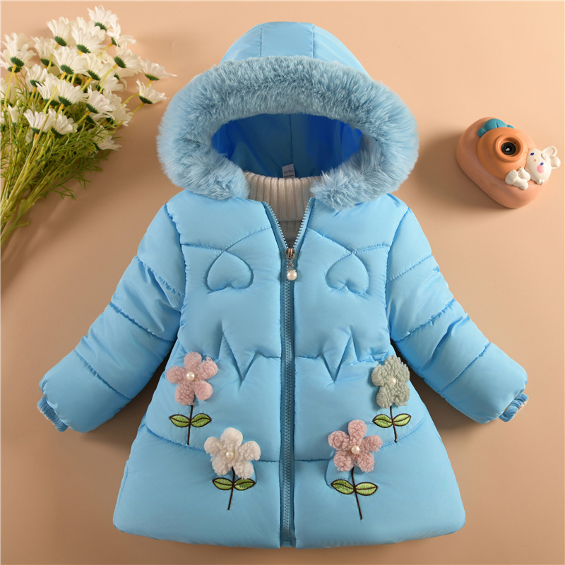 Children's Winter Clothes Girls' Winter fleece-lined Thickened Cute Cotton-padded Coat for Little Girls Western Style Outer Wearing Cotton-padded Coat for Baby Girls
