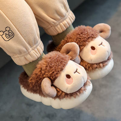 Children's cotton slippers for boys and girls in winter for children and infants indoor home baby non-slip Mao Mao bag heel cotton shoes for winter