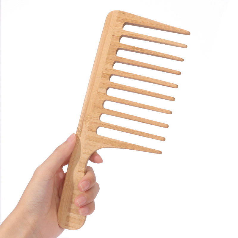 Amazon Explosions Men's Retro Oil Head Insert Comb Bamboo Wide Tooth Comb Hair Style Texture Comb Big Back Comb Men