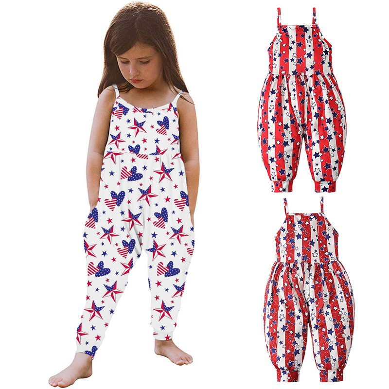 European and American summer girls' various styles sling off-the-shoulder jumpsuit romper romper children's clothing one-piece delivery ins