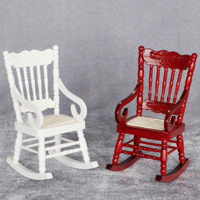 1:12 dollhouse dollhouse mini furniture miniature scene ornaments classic rocking chair White/mahogany color