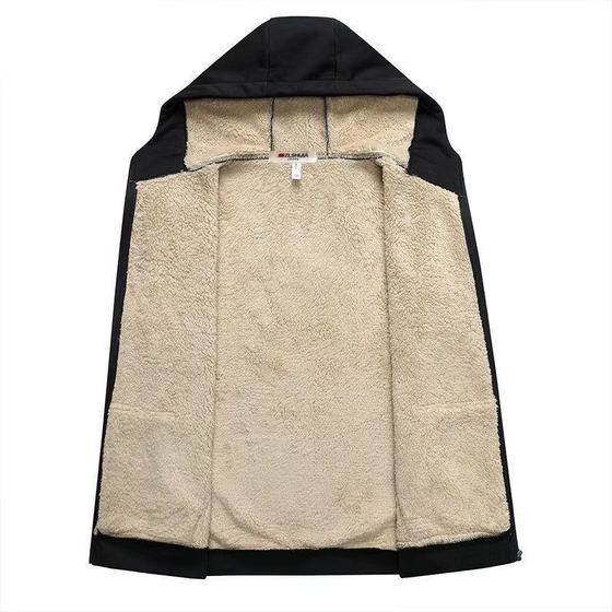 Autumn and Winter Fleece-lined Thickened Men's Top Casual Solid Color Hooded Lamb Fleece Jacket Men's Zipper Sweatshirt Autumn Men's