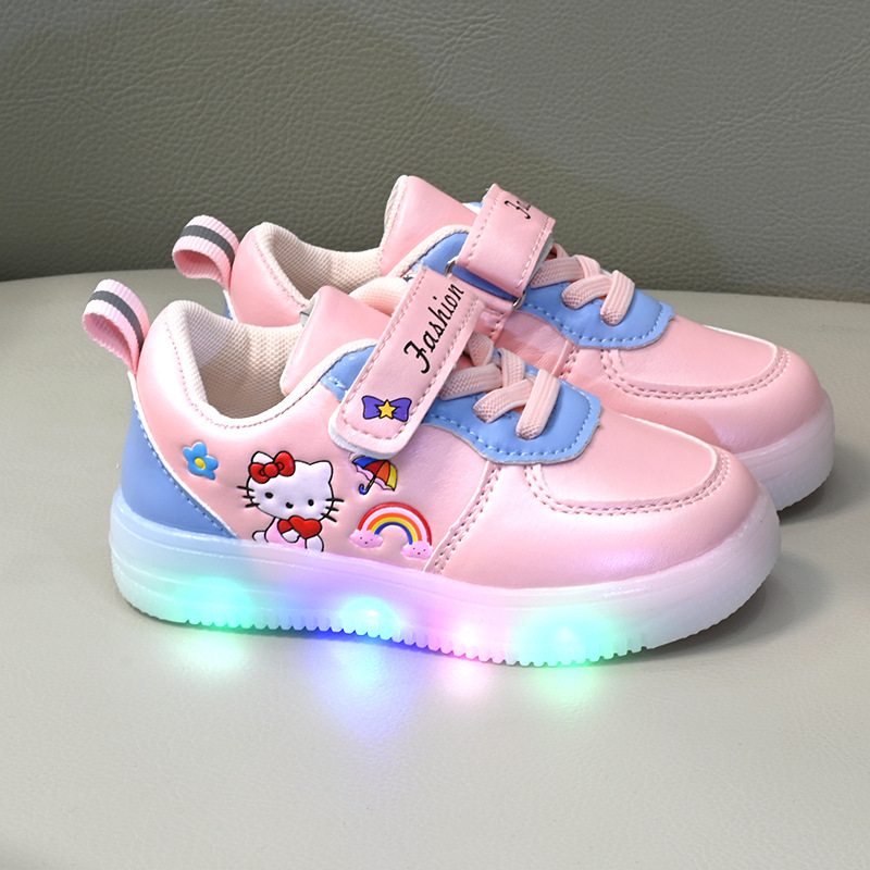 Autumn Princess Light board shoes small white shoes girls shoes baby soft bottom non-slip toddler shoes girls cartoon children's shoes