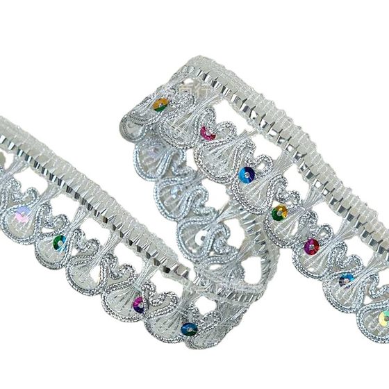 Gold and silver lace sequins bead webbing gourd phoenix tail machine woven decorative edge accessories spot a card 12 meters