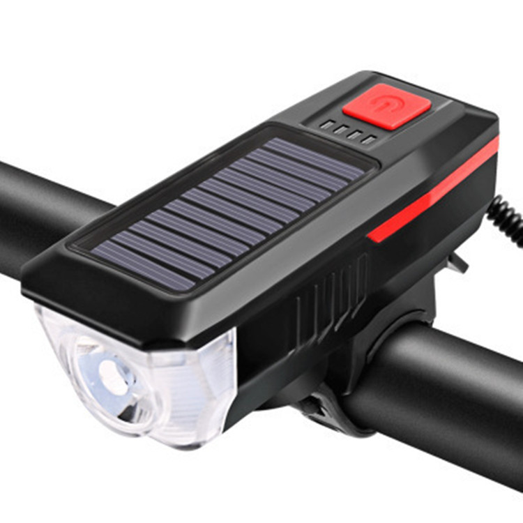 Bicycle lamp headlight solar horn lamp USB charging headlight bicycle bright flashlight cycling equipment cross-border