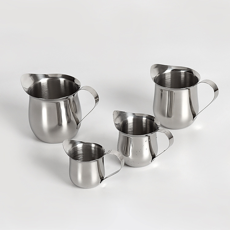 Stainless Steel Small Milk Tank Espresso Ounce Pull Flower Cup Measuring Cup Honey Milkshake Pot Milk Cup Western-style Juice Ducker Sauce Cup