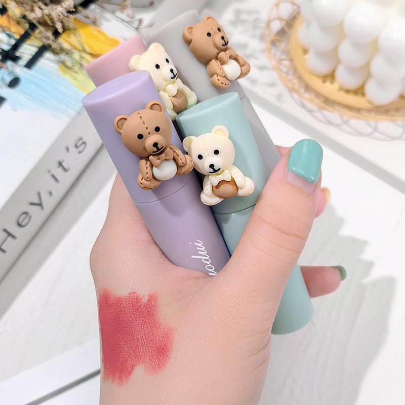 CUODUI cute bear Velvet Matte Lip mud matte lip glaze moisturizing cheap lip gloss lipstick wholesale factory generation