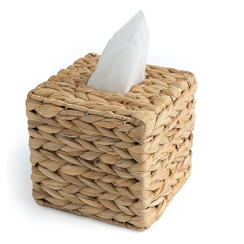 Amazon hot sale square straw tissue box water gourd straw woven tissue box storage box desktop storage basket