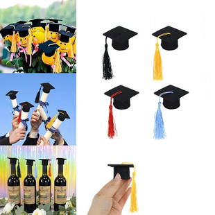Felt Mini Doctor Hat Graduation Season Flower Decoration Bachelor Top Hat Party Activity Wine Bottle Doll Decoration Hat