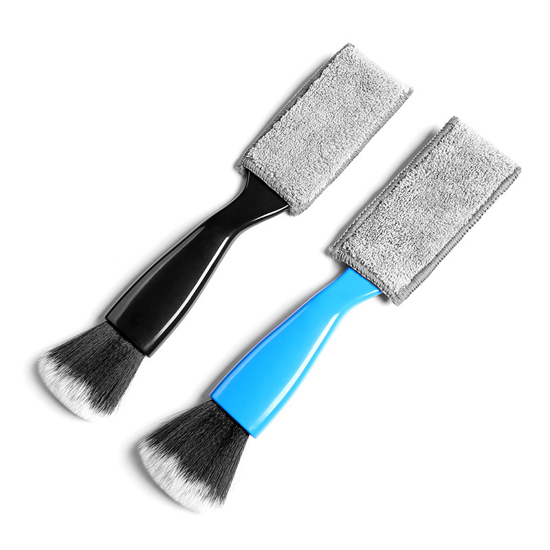 Cross-border hot-selling car interior cleaning brush air conditioner air outlet dust cleaning double-headed brush interior soft hair detail brush
