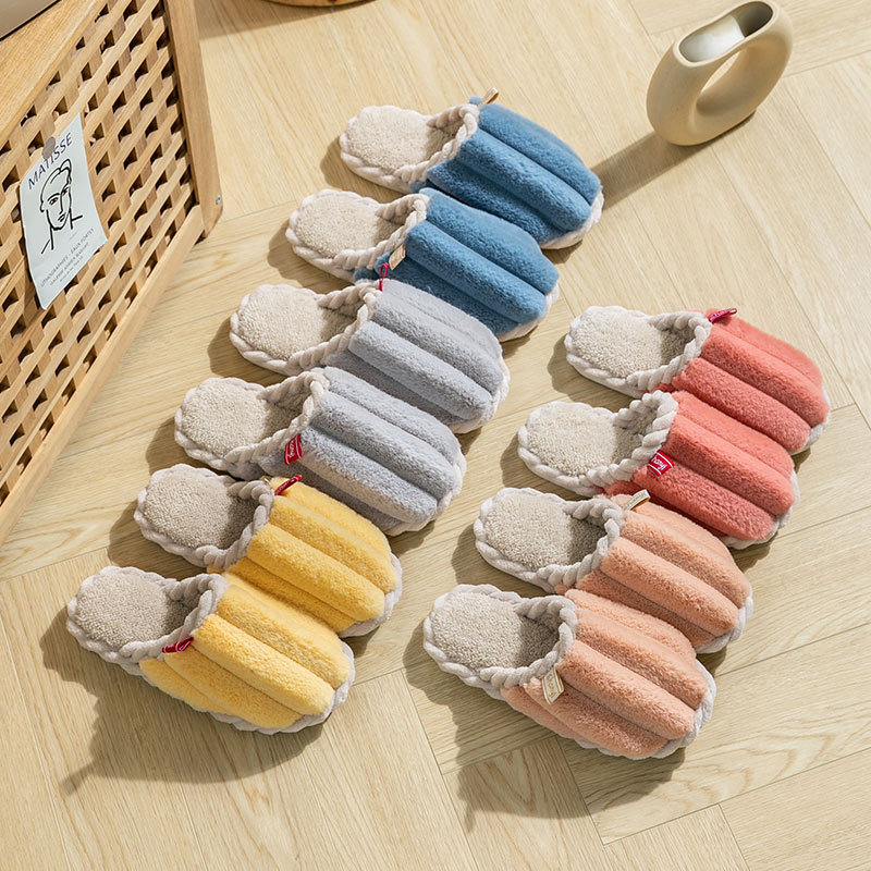Cotton Slippers Women's Autumn and Winter Home Indoor Household Non-slip Thick Bottom Couple Warm Moon Winter Fur Plush Men