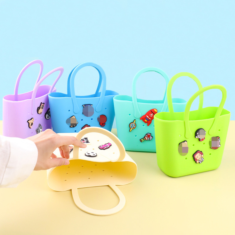 Hole Portable Vegetable Basket Handbag Beach Storage Bag Handbag Fashion Children Mini Hole Bag