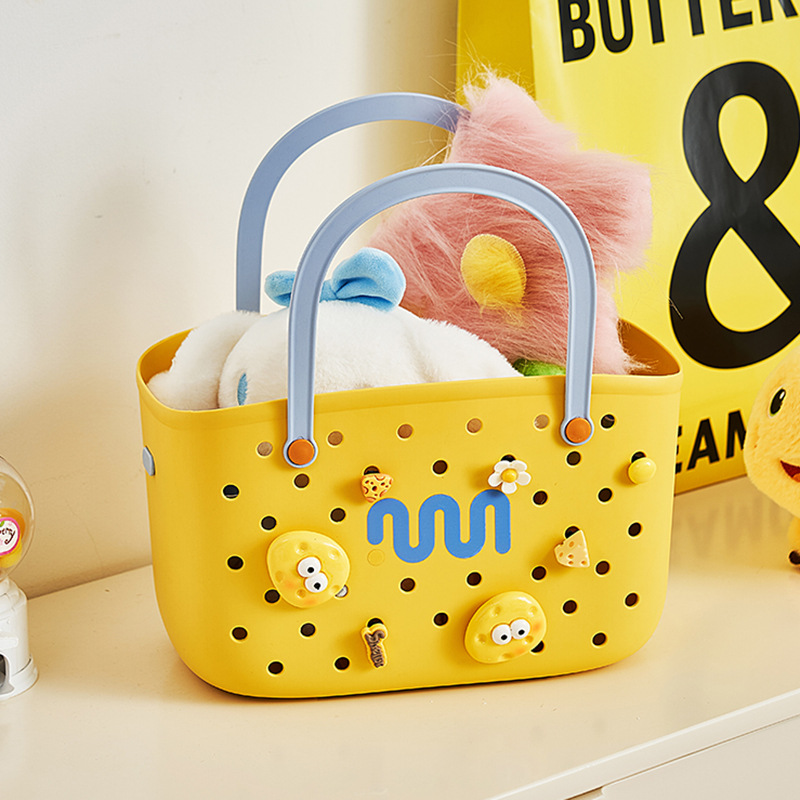 [Dopamine] Contrast color portable bath basket can buy vegetable basket bathroom household goods storage basket bathhouse
