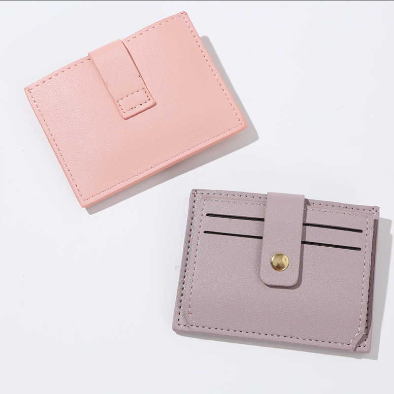 New Bag Card Bag PU Leather Women's Simple Fashion Classic Solid Color Drawstring Snap Coin Purse for Women ins