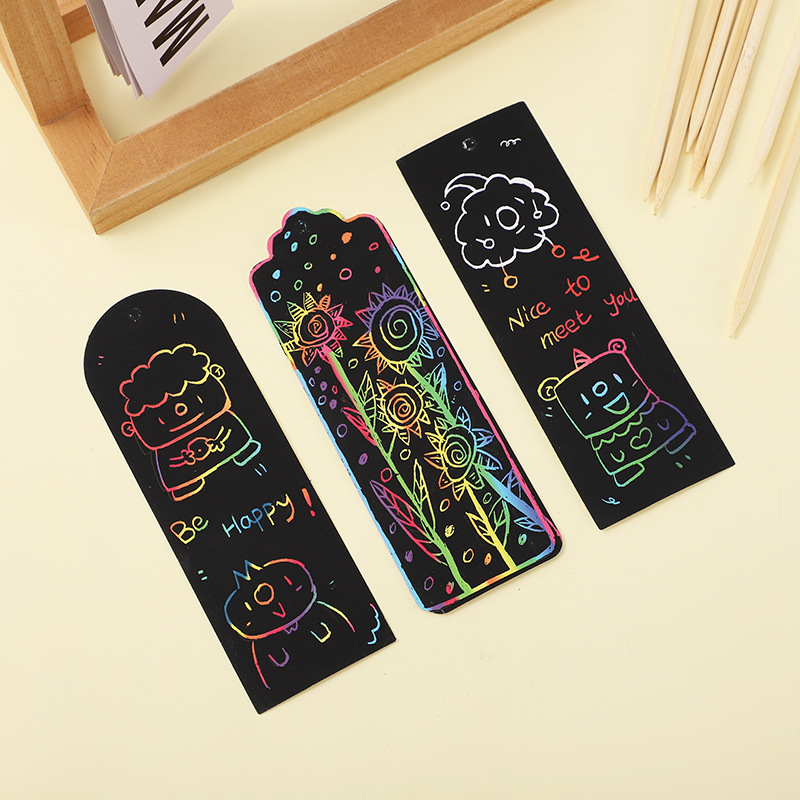 Colorful Student Art Scraping Bookmark Paper Hands-on diy Scraping Paper Fun Educational Scraping Bookmark Spot