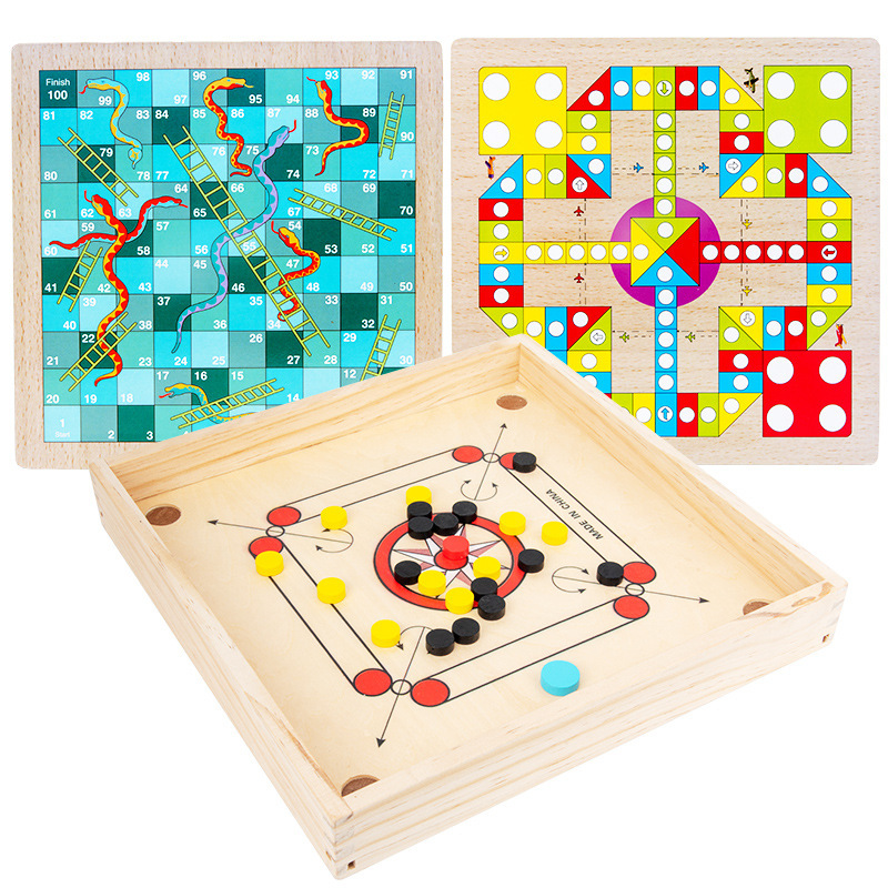 Children's wooden flying chess Snake Chess checkers multi-functional one-in-one desktop student adult educational game chess