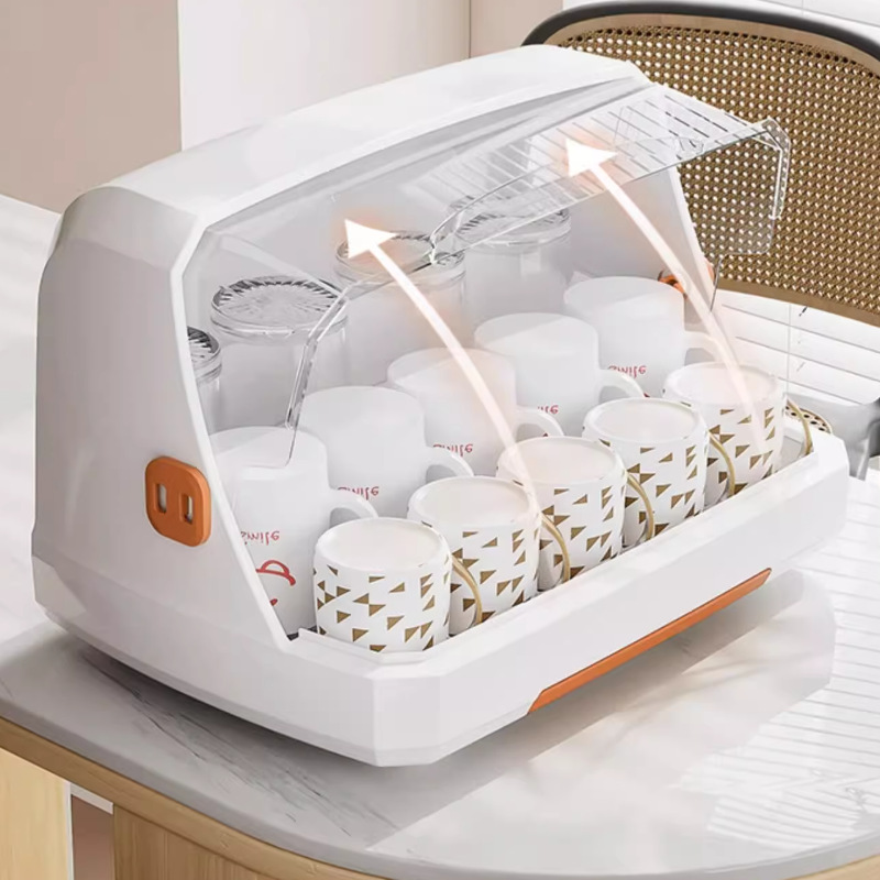 Baby Bottle Storage Box Desktop Cup Storage Rack Children's Tableware Dustproof with Lid Tray Drain Storage Box