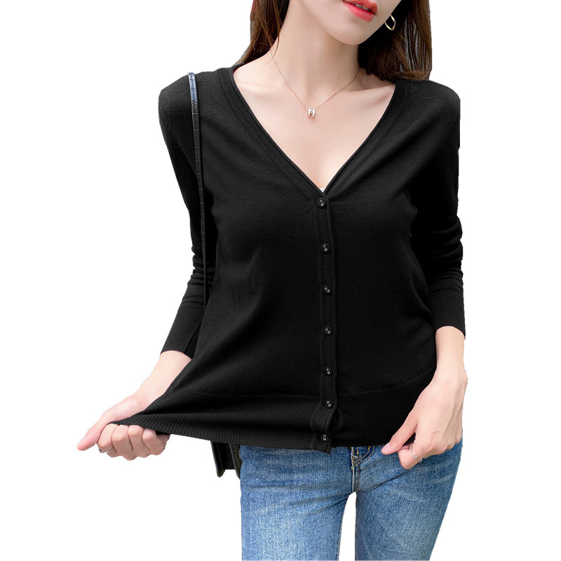 Autumn Spring Korean New Women's Slim-fit Short Knitted Sweater Women's Cardigan Large Size Buckle Thin Outer Sweater Women's Coat