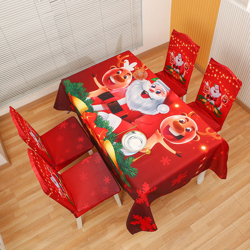 Christmas printed chair cover tablecloth holiday home decoration all-inclusive stretch chair cover dining tablecloth_voghion.com