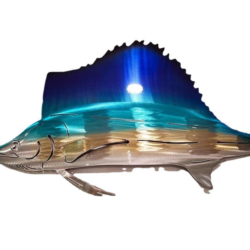 Supply cross-border foreign trade independent station metal art indoor jellyfish swordfish turtle indoor home accessories crafts