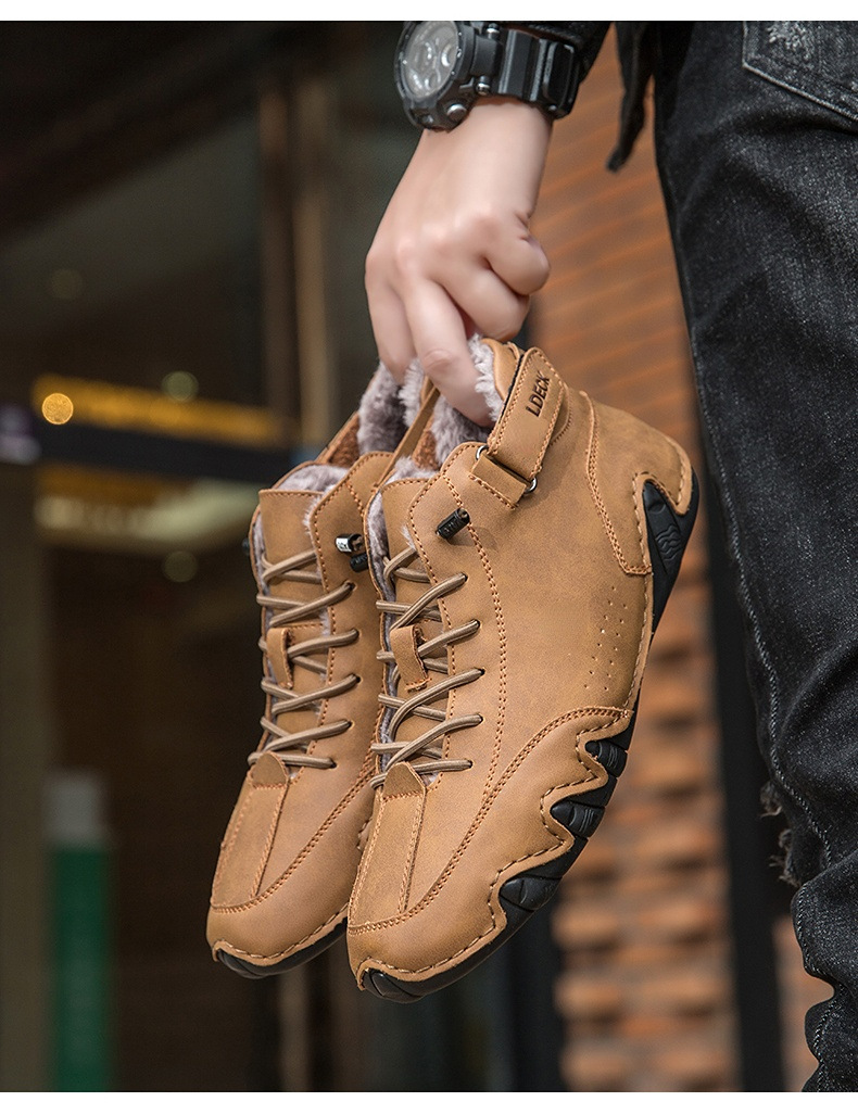 Cross-border Explosions Vinterfløyelsmartinstøvler Store størrelser Octopus Herre Varme Bomullssko Høye Herresportssko_voghion.com