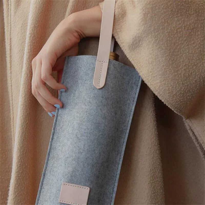 Single Felt Wine Bag 750ml Wine Portable Gift Bag Beverage Portable Storage Bag