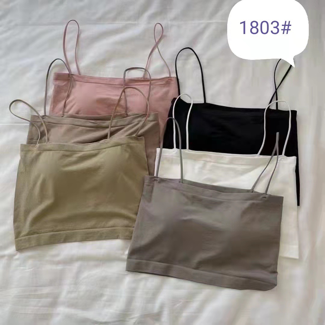 Quality Edition Independent Solid Color Camisole Vest Women's Summer Top with Chest Pad Seamless Wrap Chest Thin Belt Tube Top