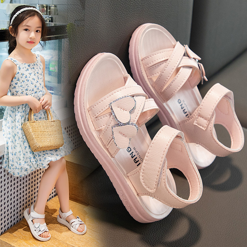 Girls' Sandals 2023 Summer New Soft-soled Beach Shoes Big Children's Little Girl's Foreign Style Women's Treasure Princess Shoes