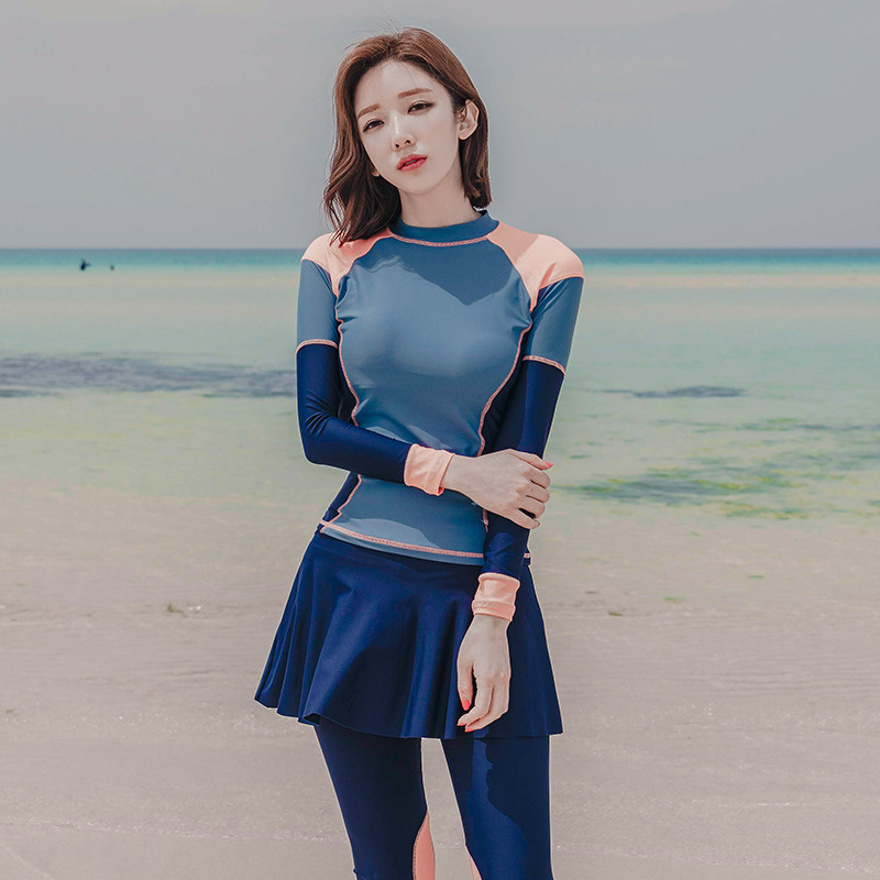 Wetsuit women's split long-sleeved swimsuit, conservative, slimming, anti-scratch, quick-drying surfing snorkeling suit, jellyfish suit