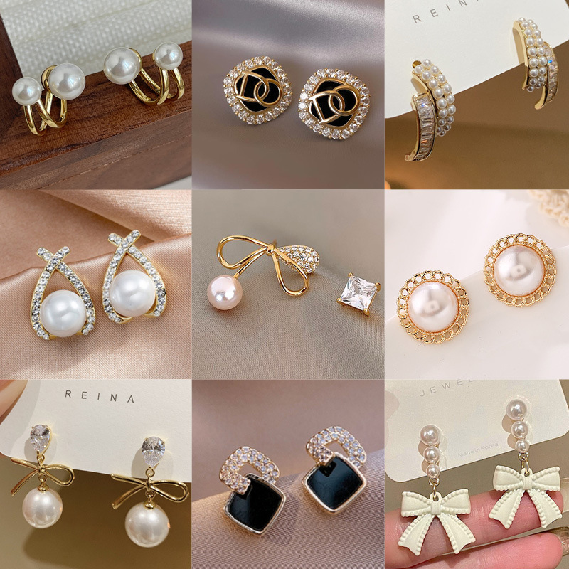 Light luxury style pearl earrings women's wholesale South Korea temperament net red earrings new fashion earrings high sense