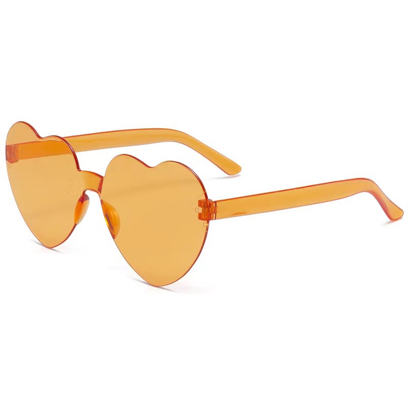 One-piece love glasses men and women jelly color peach heart sunglasses cross-border hot selling frameless heart sunglasses wholesale