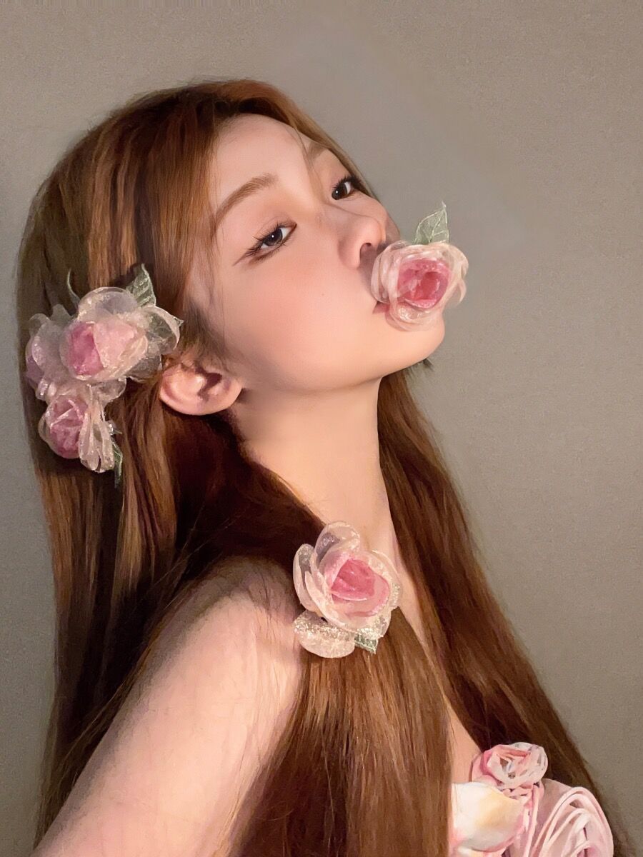 Super Fairy Mori Style Organza Rose Flower Hairpin Women's Spring New Style Side Clip High-grade Elegant Hair Accessories Headwear_voghion.com