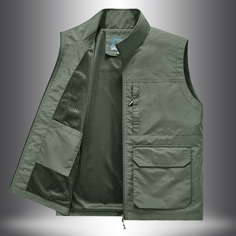 Men's Workwear Casual Vest Men's Shoulder Ware Outdoor Photography Vest Men's Middle-aged Fishing Large Size Loose Multi-pocket