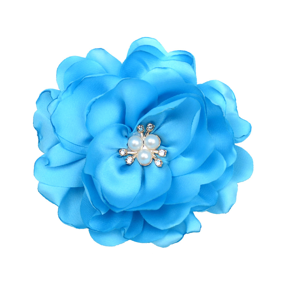 New Handmade Burned Edge Flower Fabric Pearl Flower Core Baked Edge Flower diy Hair Ornaments Headdress Flower Shoes and Hats Accessories