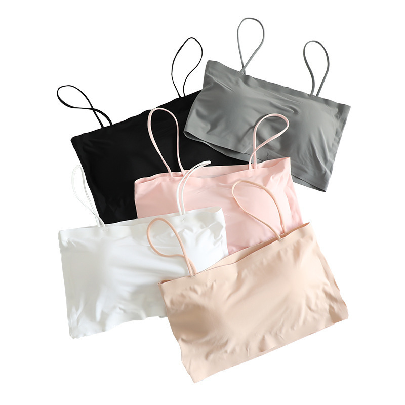 Ice Silk Thin Strapless One-word Beautiful Back Underwear Wrapped Chest Students High School Girls Sling Women's Vest Underwear