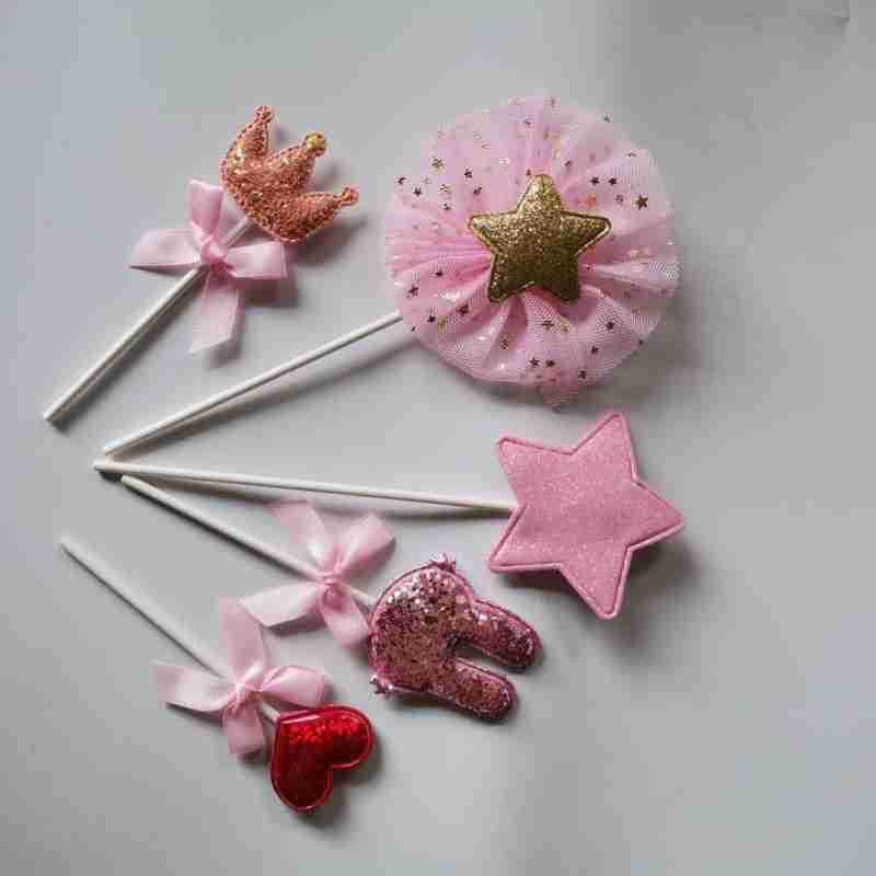 New creative cake decoration flag five-piece Love star Crown rabbit ear heart cake accessories plug-in