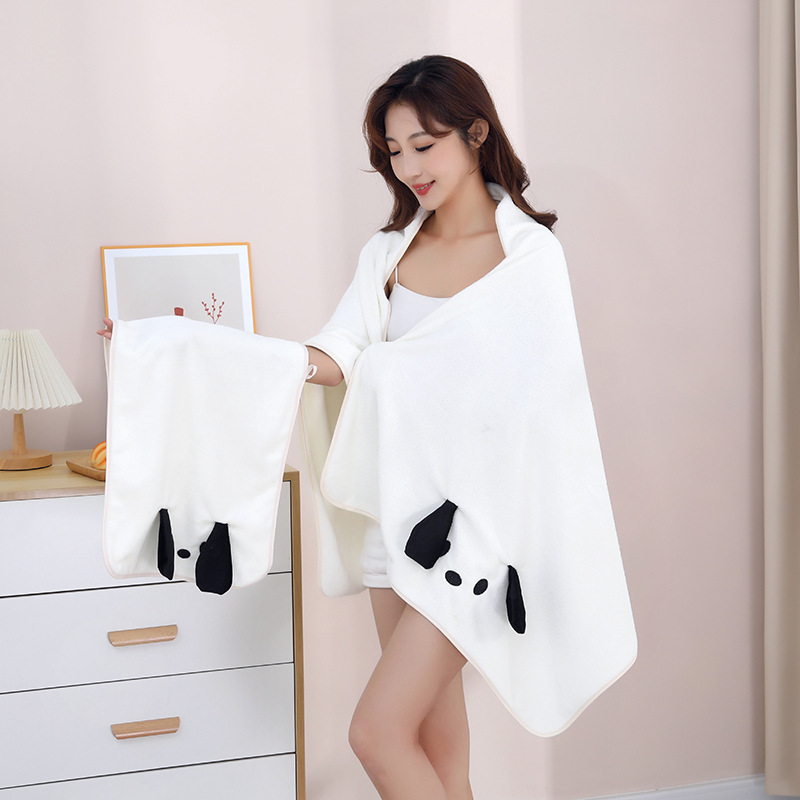 Big Ear Dog Bath Cap Hacha Dog Bath Skirt Towel Dry Hair Cap Bath Towel Four-Piece Coral Fleece Bath Water Absorbent No Hair