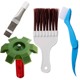 4PCs "green plastic fin comb + Brown brush + metal fin comb + blue brush]