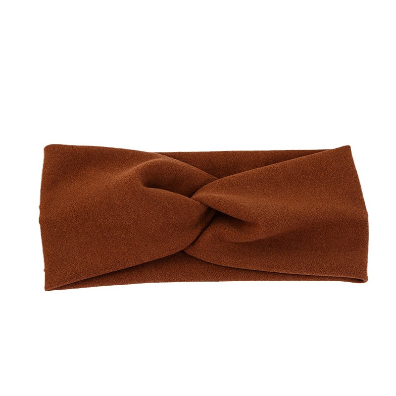 Flannel Cross women's hair band solid color breathable fabric hair band yoga sweat-absorbent elastic headband wholesale
