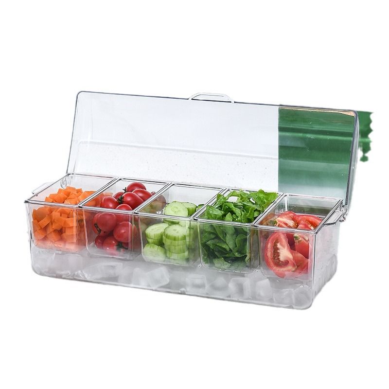 Cross-border salad storage box outdoor party picnic split ice box salad plate household plastic fresh-keeping box wholesale