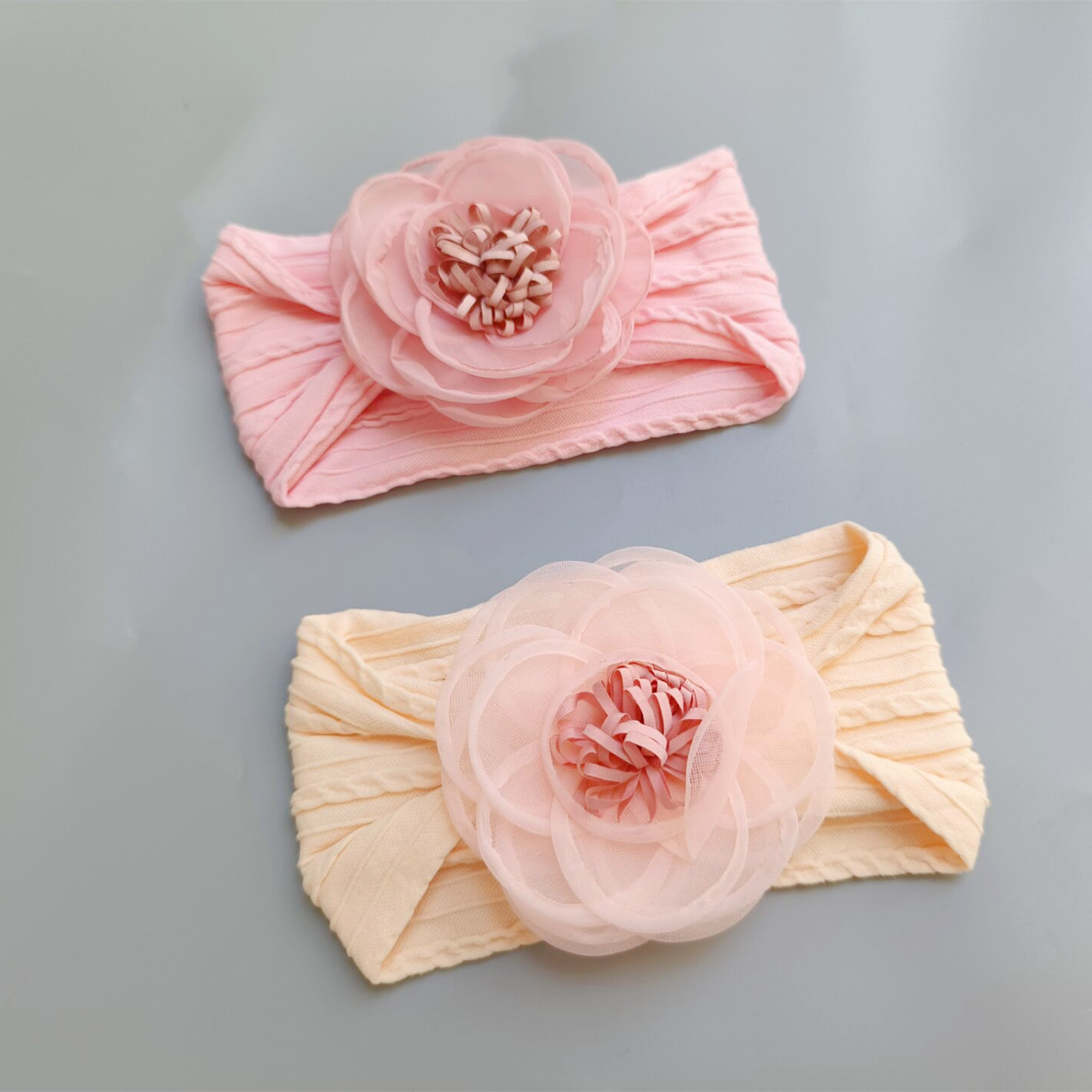 INS European and American Children's Hair Band Jacquard Nylon Flower Baby Hair Band Soft and Unbridled Wide-brimmed Baby Headband Accessories