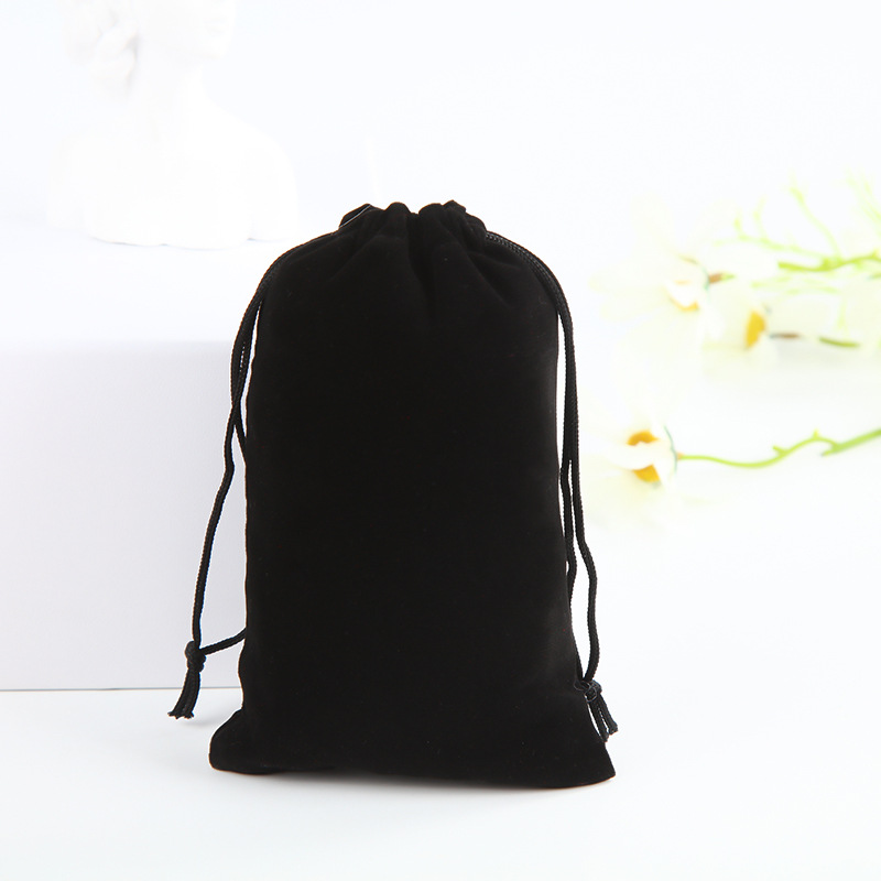 Drawstring drawstring velvet bag flocking jewelry gift glasses headset comb cosmetic packaging bag wholesale printed logo