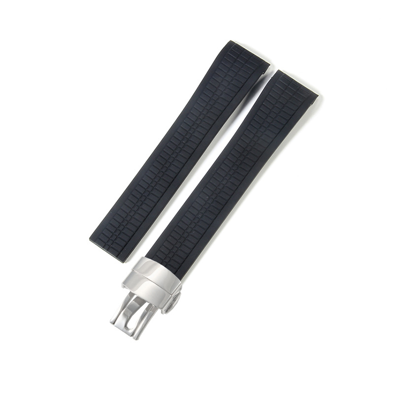 Steel convex nail silicone strap suitable for baiduoli grenade /5167 men's black sports rubber band 21mm