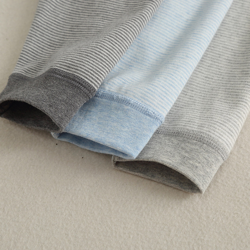 Japanese children's thermal underwear suit boys' brushed thickened homewear children's spring and autumn striped long johns