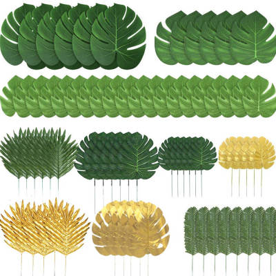 Cross-border Amazon imitation leaf flower arrangement accessories Hawaiian party table holiday supplies feel turtle back leaf