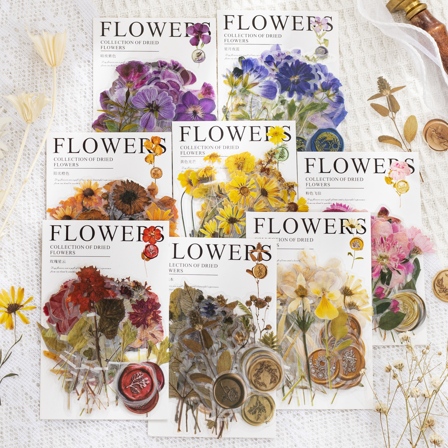 A Beautiful Day pet Sticker Pack Dried Flowers Collection Record Series Fire Paint Dried Flowers Hand Account Decoration Material 40