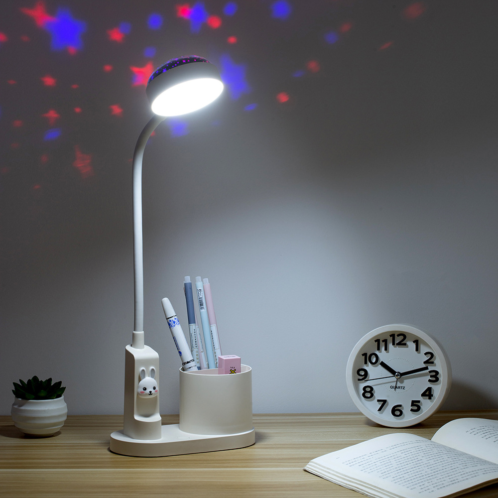 Bedroom dormitory students children learning usb charging multifunctional projection atmosphere lamp pen holder reading led desk lamp
