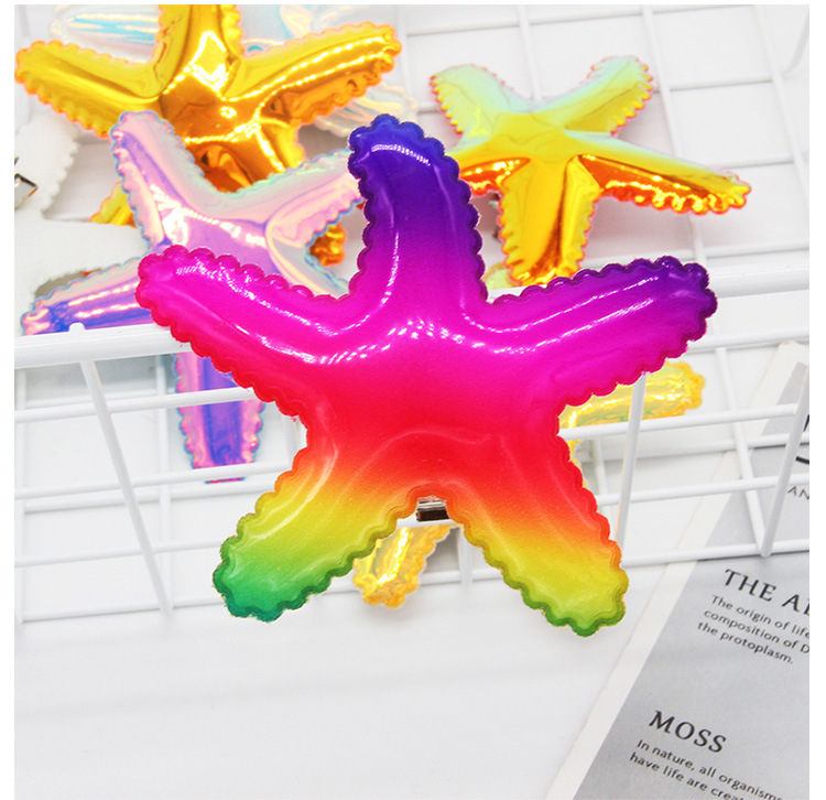 Heart Tian Cute Princess Starfish Hairpin Summer Children Rainbow Sequins Duckbill Clip Star Clip Jewelry Supply_voghion.com